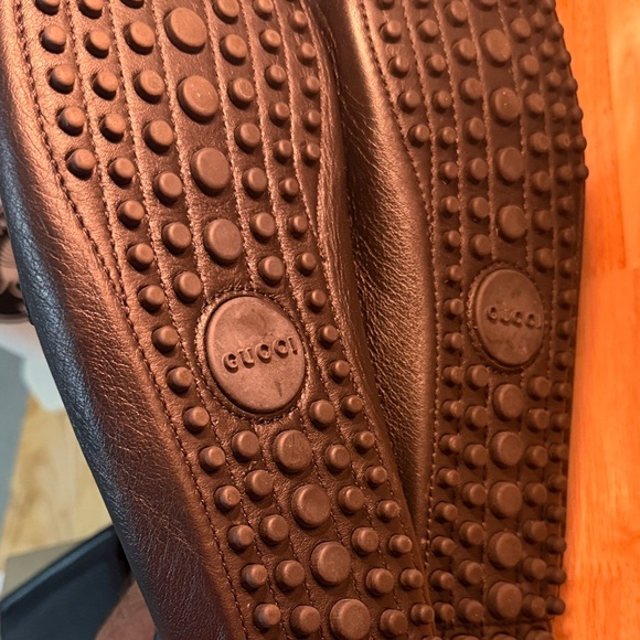 Gucci Black Textured Leather Penny Loafers